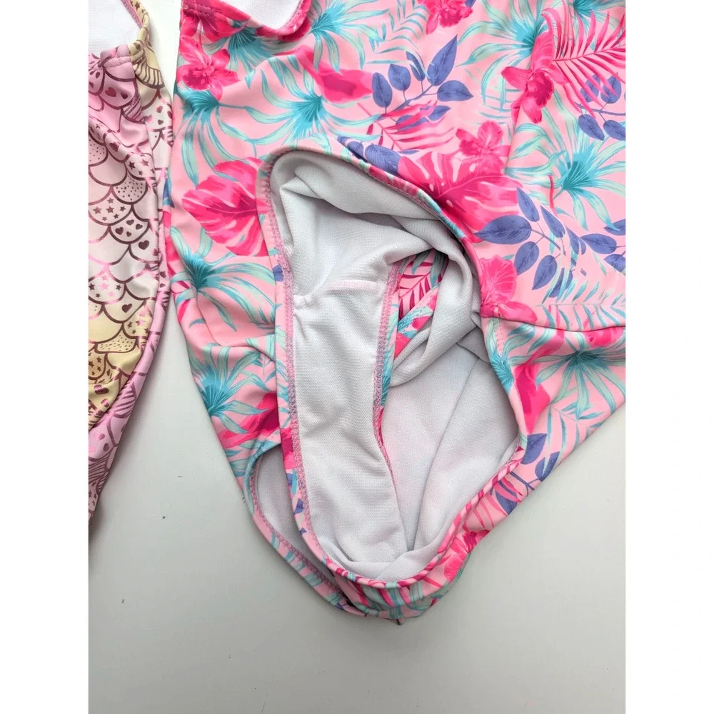 2 Girls ONE PIECE SWIM SUIT SIZE 16 BMAGICAL BY BTWEEN GIRLS PINK FLORAL MERMAID